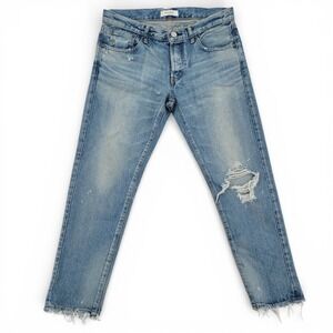 Moussy Vintage Jeans Women 29 Blue Distressed Raw Hem Straight Leg Made in Japan